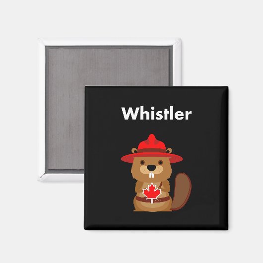 Leuke Whistler Canada Bever met Maple Leaf Dark Magneet (Voorkant / Achterkant)
