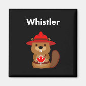 Leuke Whistler Canada Bever met Maple Leaf Dark Magneet (Voorkant)