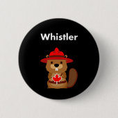 Leuke Whistler Canada Bever met Maple Leaf Dark Ronde Button 5,7 Cm (Voorkant)