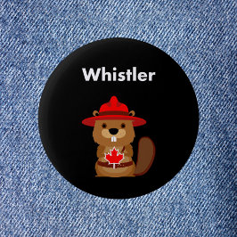Leuke Whistler Canada Bever met Maple Leaf Dark Ronde Button 5,7 Cm