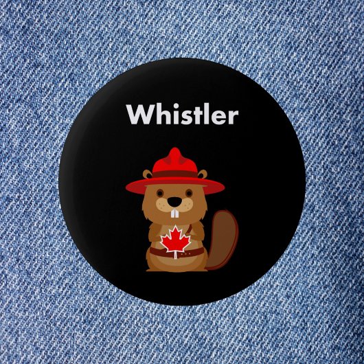 Leuke Whistler Canada Bever met Maple Leaf Dark Ronde Button 5,7 Cm
