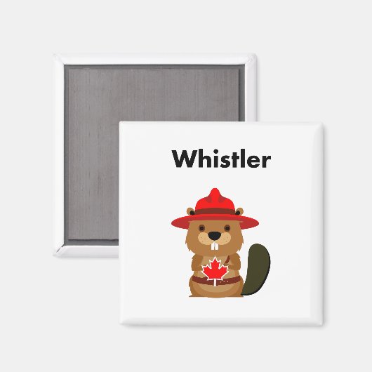Leuke Whistler Canada Bever met Maple Leaf Magneet (Voorkant / Achterkant)