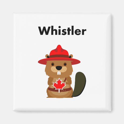 Leuke Whistler Canada Bever met Maple Leaf Magneet (Voorkant)