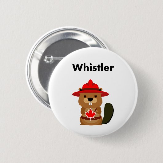 Leuke Whistler Canada Bever met Maple Leaf Ronde Button 5,7 Cm (Voorkant /achterkant)