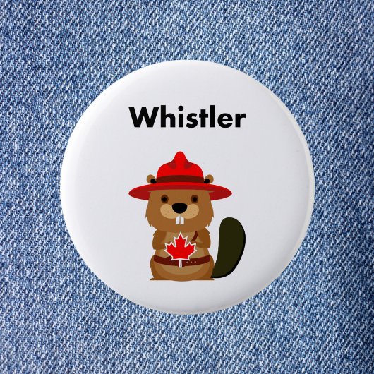 Leuke Whistler Canada Bever met Maple Leaf Ronde Button 5,7 Cm