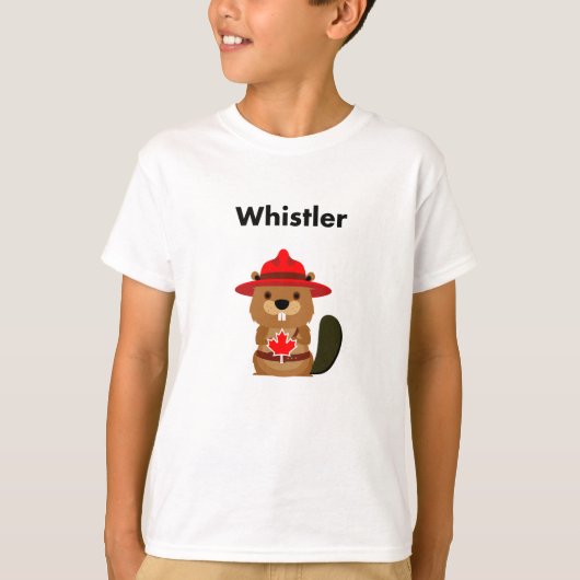 Leuke Whistler Canada Bever met Maple Leaf T-shirt (Voorkant)