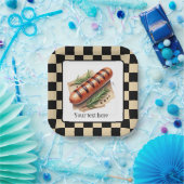 Leuke wiener gebraden gegrilde hotdog party aanpas papieren bordje (Feest)
