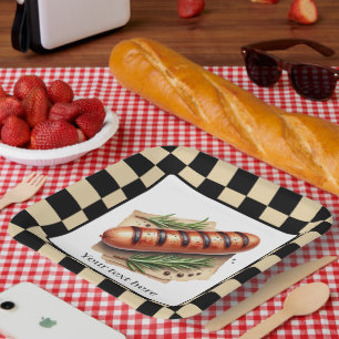 Leuke wiener gebraden gegrilde hotdog party aanpas papieren bordje