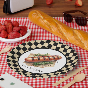 Leuke wiener gebraden gegrilde hotdog party aanpas papieren bordje