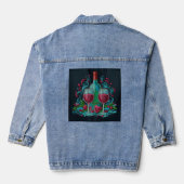 Leuke wijn O'clock borduurwerk look Denim Jacket (Achterkant)