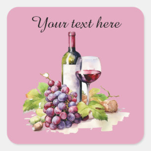 Leuke wijnliefhebbers voegen tekst toe vierkante sticker