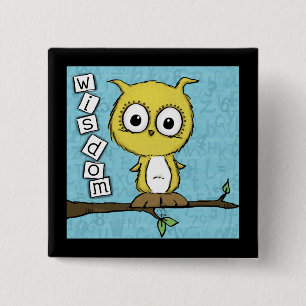 Leuke Wijsheid Uil Vierkante Button 5,1 Cm