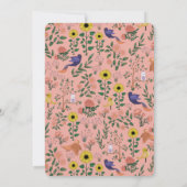 Leuke Wild Flower and Birds Tea Party Baby shower Kaart (Achterkant)