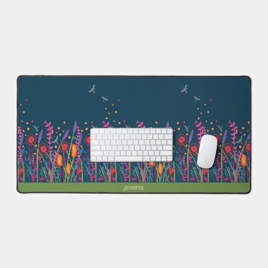 Leuke Wildbloemen en Dragonflies Boho Aangepaste n Bureaumat (Keyboard & Muis)