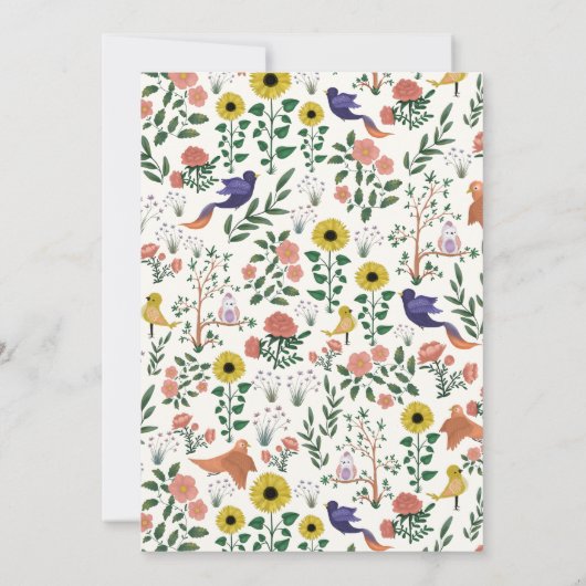 Leuke Wilde Bloem en Vogels Thee Party 2e Verjaard Kaart (Achterkant)