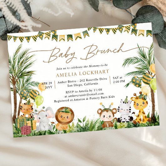 Leuke Wilde Dieren Safari Baby Brunch Kaart