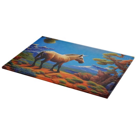 Leuke Wilde ezel met uitzicht op een bergvallei Snijplank (Hoek)