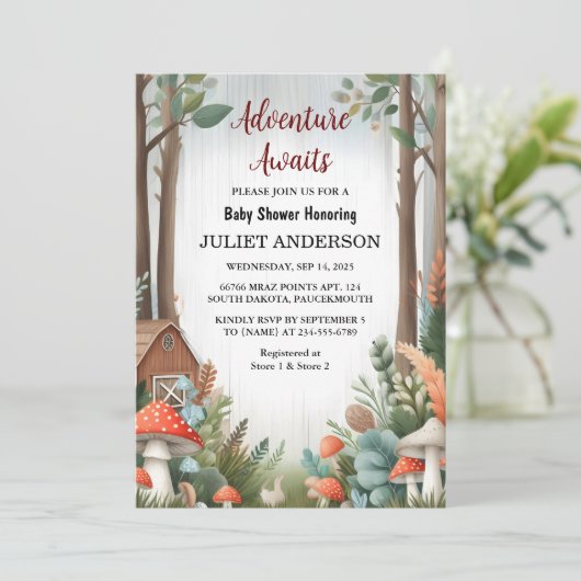 Leuke wilde moeder om Wood Woodland Baby shower te Kaart (Staand voorkant)