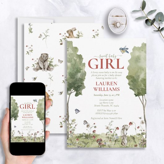 Leuke Wildflower Aardbei Sweet Baby Meisje Douche Kaart