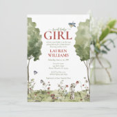 Leuke Wildflower Aardbei Sweet Baby Meisje Douche Kaart (Staand voorkant)