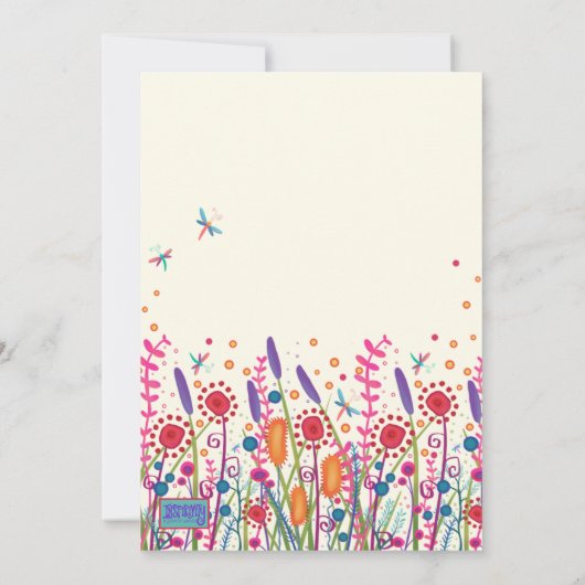 Leuke Wildflower gepersonaliseerde libel verjaarda Kaart (Achterkant)