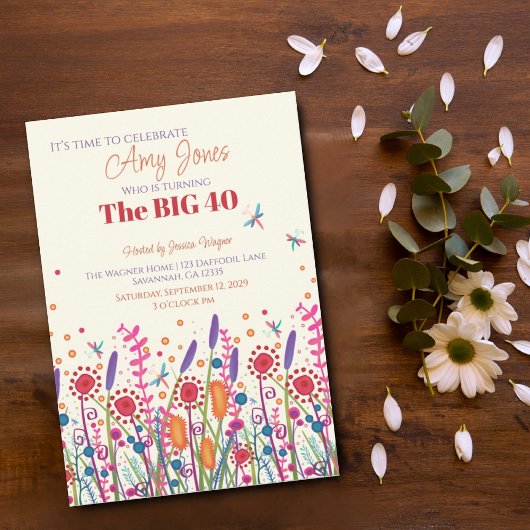 Leuke Wildflower gepersonaliseerde libel verjaarda Kaart