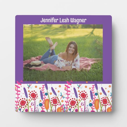 Leuke Wildflower Kleurrijke Afstuderen Aangepaste  Fotoplaat (Voorkant)