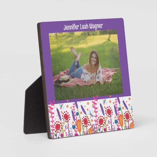 Leuke Wildflower Kleurrijke Afstuderen Aangepaste Fotoplaat (Voorkant)