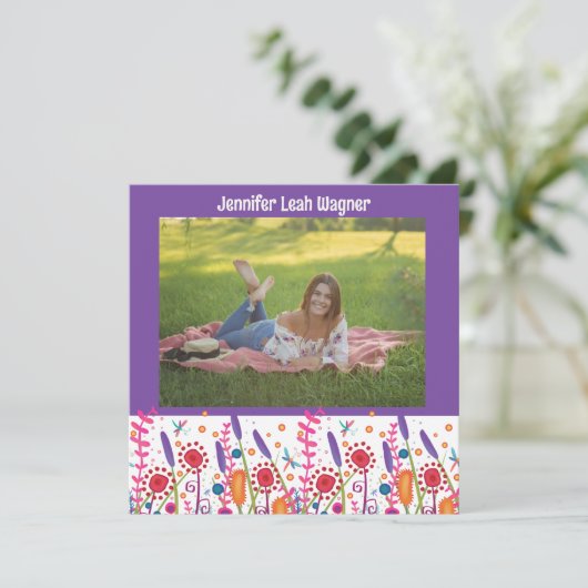Leuke Wildflower Kleurrijke Afstuderen Aangepaste Kaart (Staand voorkant)