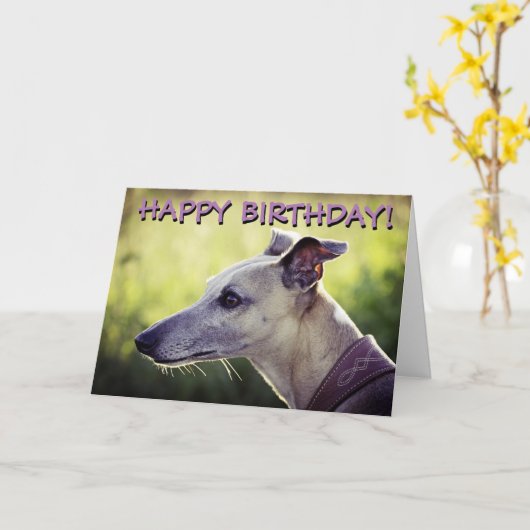 Leuke windhond aangepaste groetenkaart kaart (Gele Bloem)