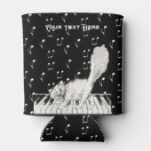 Leuke Winking White Cat Walking op Piano Muzieknot Blikjeskoeler (Achterkant)