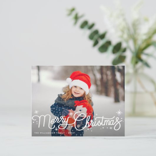 Leuke winter familie kerstkaart briefkaart (Staand voorkant)