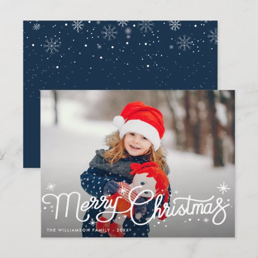 Leuke winter familie kerstkaart briefkaart (Voorkant / Achterkant)