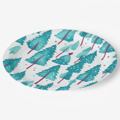 Leuke Winter Kerstbomen Sneeuwbos Waterverf Papieren Bordje (Gekanteld)