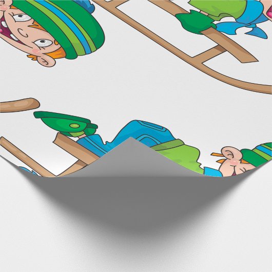Leuke Winter Sledding Boy Schattige Sneeuwavontuur Cadeaupapier