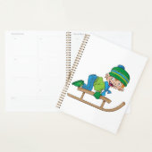 Leuke Winter Sledding Boy Schattige Sneeuwavontuur Planner (Display)
