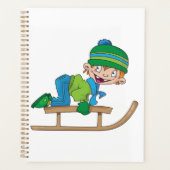 Leuke Winter Sledding Boy Schattige Sneeuwavontuur Planner (Voorkant)