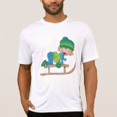 Leuke Winter Sledding Boy Schattige Sneeuwavontuur T-shirt (Voorkant)
