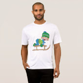 Leuke Winter Sledding Boy Schattige Sneeuwavontuur T-shirt (Voorkant volledig)