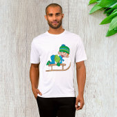 Leuke Winter Sledding Boy Schattige Sneeuwavontuur T-shirt