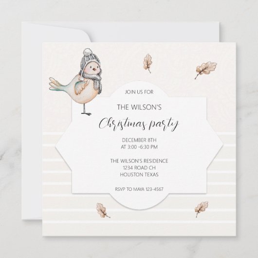 Leuke Winter Sparrow Illustratie Waterverf Art Kaart (Voorkant)