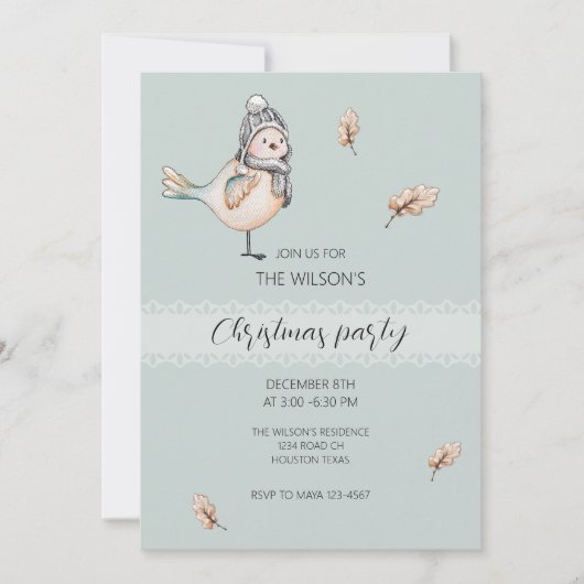 Leuke Winter Sparrow Illustratie Waterverf Art Kaart (Voorkant)