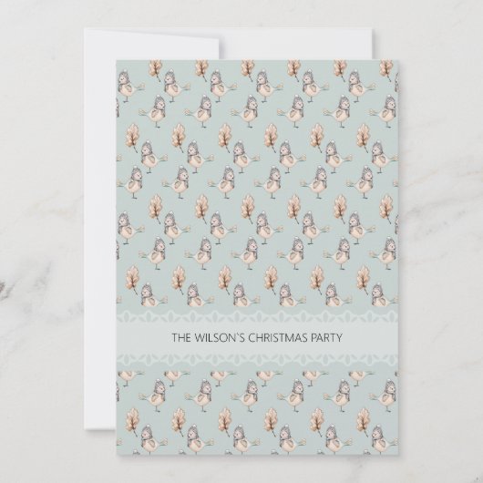 Leuke Winter Sparrow Illustratie Waterverf Art Kaart (Achterkant)