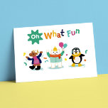Leuke Winter Wonderland Kids Verjaardagsfeest Uitn Kaart<br><div class="desc">Pas verjaardagsuitnodigingen voor uw peuterjongen of meisje aan. Een knappe eland,  vriendelijke winterkitten en speelse pinguïn zijn gekleed voor sweaterweer in de viering van de grote dag van je jongen of meisje,  1e,  2e,  3e,  4e of 5e verjaardag. Mint groen met leuke abstracte graphics op de achterkant.</div>