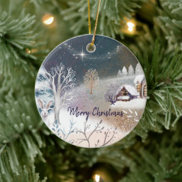 Leuke winterhuisillustratie Kerstvakantie  Keramisch Ornament