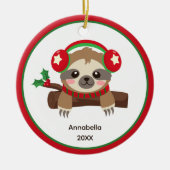 Leuke winterluiaard gepersonaliseerde Kinder kerst Keramisch Ornament (Voorkant)