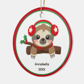 Leuke winterluiaard gepersonaliseerde Kinder kerst Keramisch Ornament (Links)