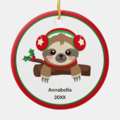 Leuke winterluiaard gepersonaliseerde Kinder kerst Keramisch Ornament (Achterkant)