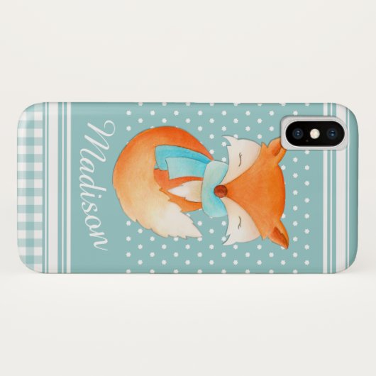 Leuke wintervos grijs aqua Case-Mate iPhone case (Achterkant (horizontaal))