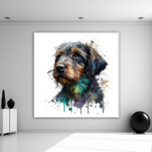 Leuke Wire Haired Dachshund Puppy Waterverf Kunst